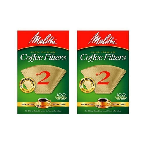 Melitta Cone Coffee Filter #2 100 Count- Natural Brown (2 pack)