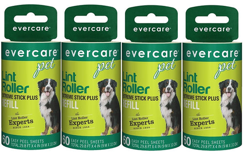 Evercare Extra Sticky Pet Lint Roller Refill 60 sheets - Pack of 4