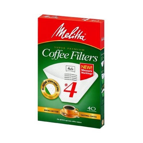 Melitta Cone Coffee Filters with Measure Markings No. 4 White 40 Count Pack of 2 (80 Filters Total)